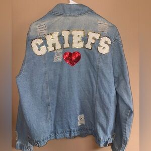 Kansas City Chiefs boutique Jean jacket size XL
